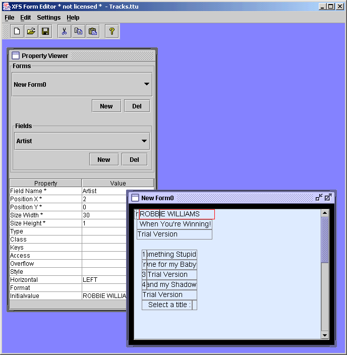 XFS FORM EDITOR Screenshot
